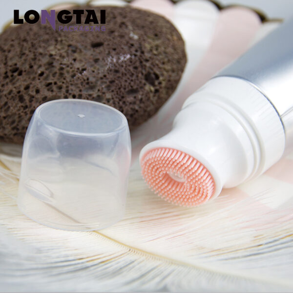 soft cosmetic packaging with silicone brush