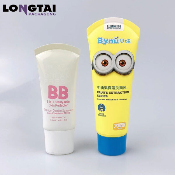 Shower gel packaging with special sealing tail