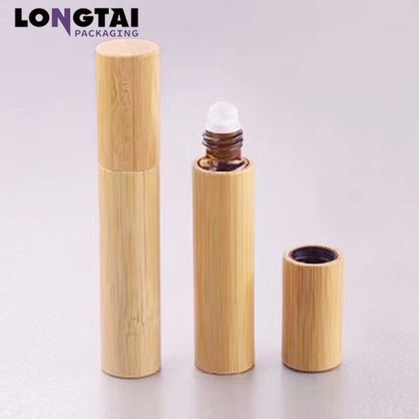 Bamboo roller ball bottle for perfum or deodorant packaging