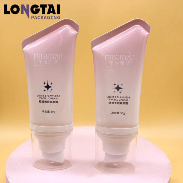 50g PE facial cream flat tube with airless pump