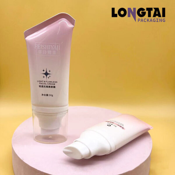 50g PE facial cream flat tube with airless pump