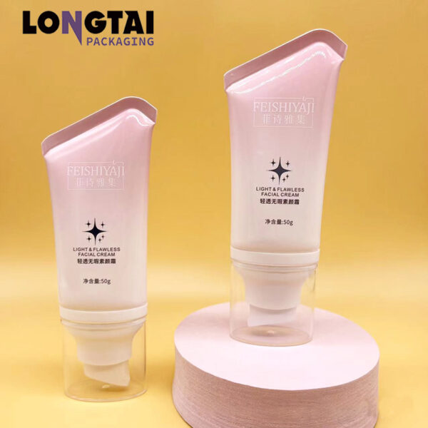 50g PE facial cream flat tube with airless pump