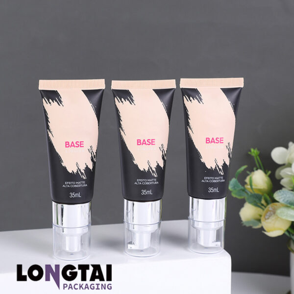 35ml foundation cream tube with silver airless pump