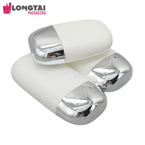 Customized 30g/40g/50g HDPE sunscreen packaging bottle with plated cap