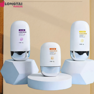 Customized 30g/40g/50g HDPE sunscreen packaging bottle with plated cap
